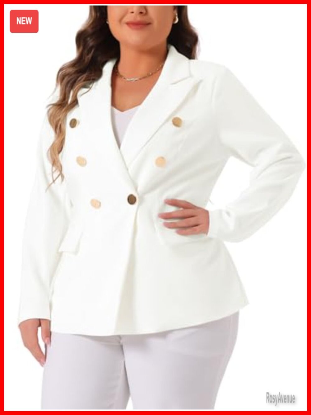 Plus Size Double Breasted Blazer Notch Lapel Office Work Long Sleeve